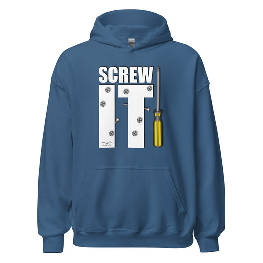 Funny Screw It DIY Lover hoodie, blue, by Stormseye Design