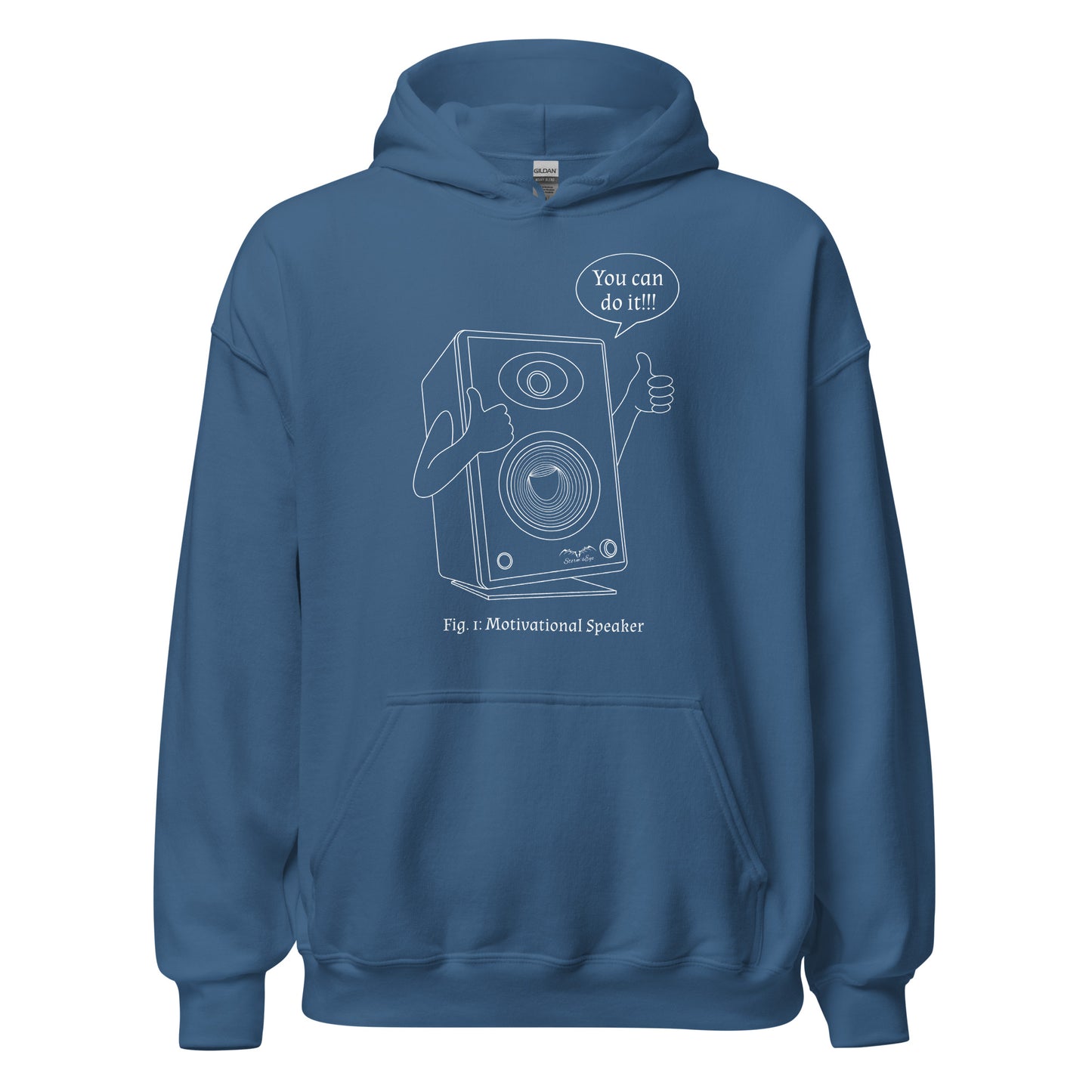 funny motivational speaker hoodie, blue, by Stormseye Design
