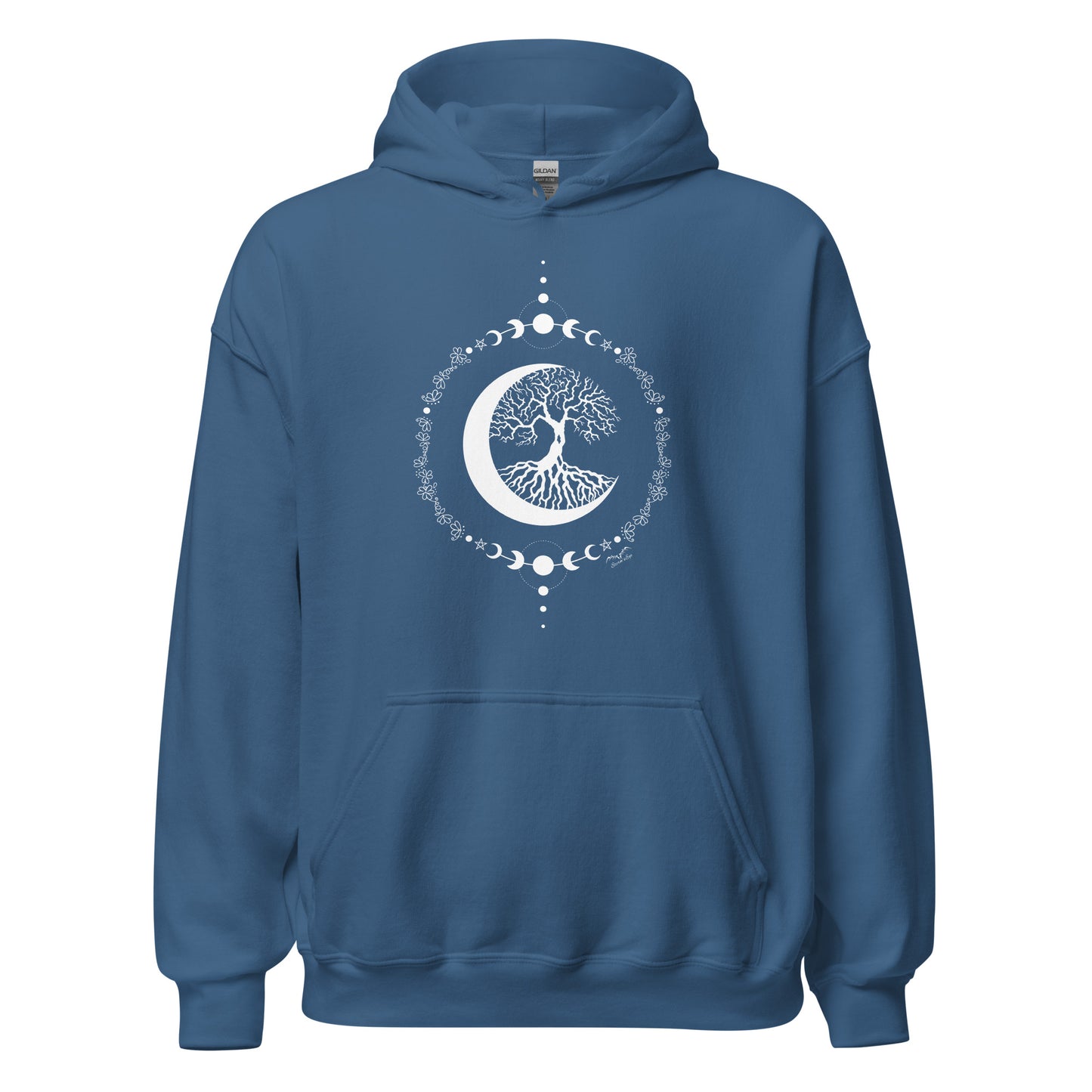 stormseye design witching hour tree of life hoodie flat view blue