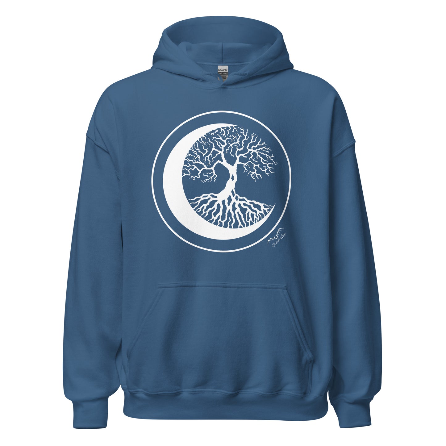 stormseye design witching hour 2 tree of life hoodie flat view bright blue