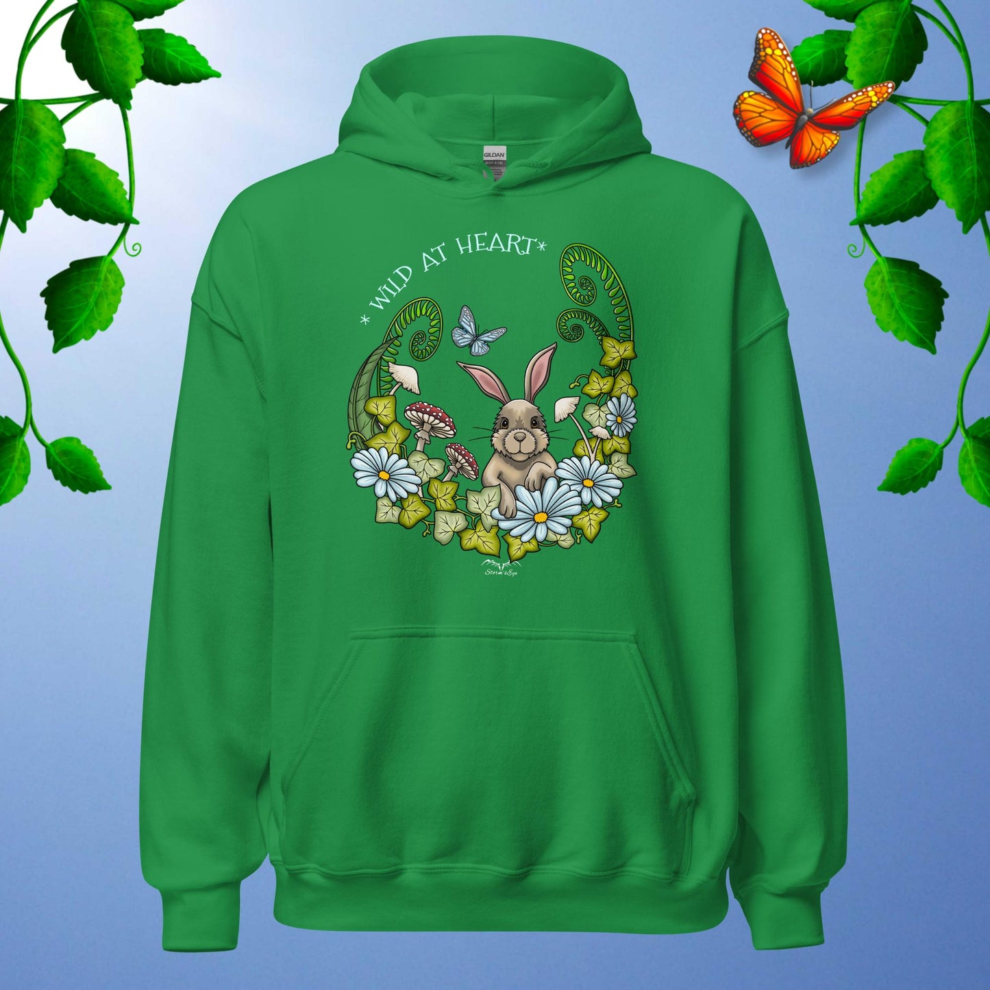 cute rabbit hoodie bright green by stormseye design