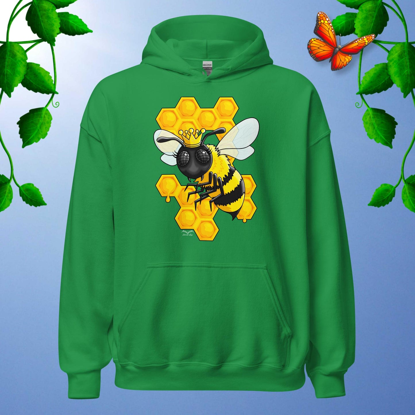 queen bee hoodie bright green by stormseye design