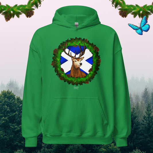 stag and saltire scotland Hoodie, green by Stormseye Design
