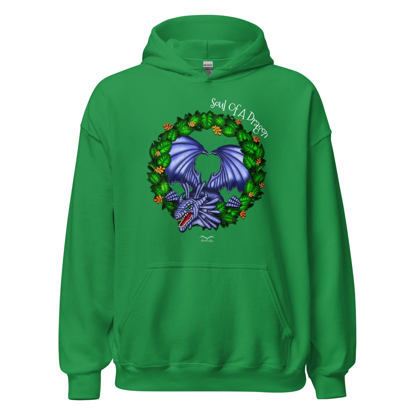 soul of a dragon hoodie, bright green, by Stormseye Design