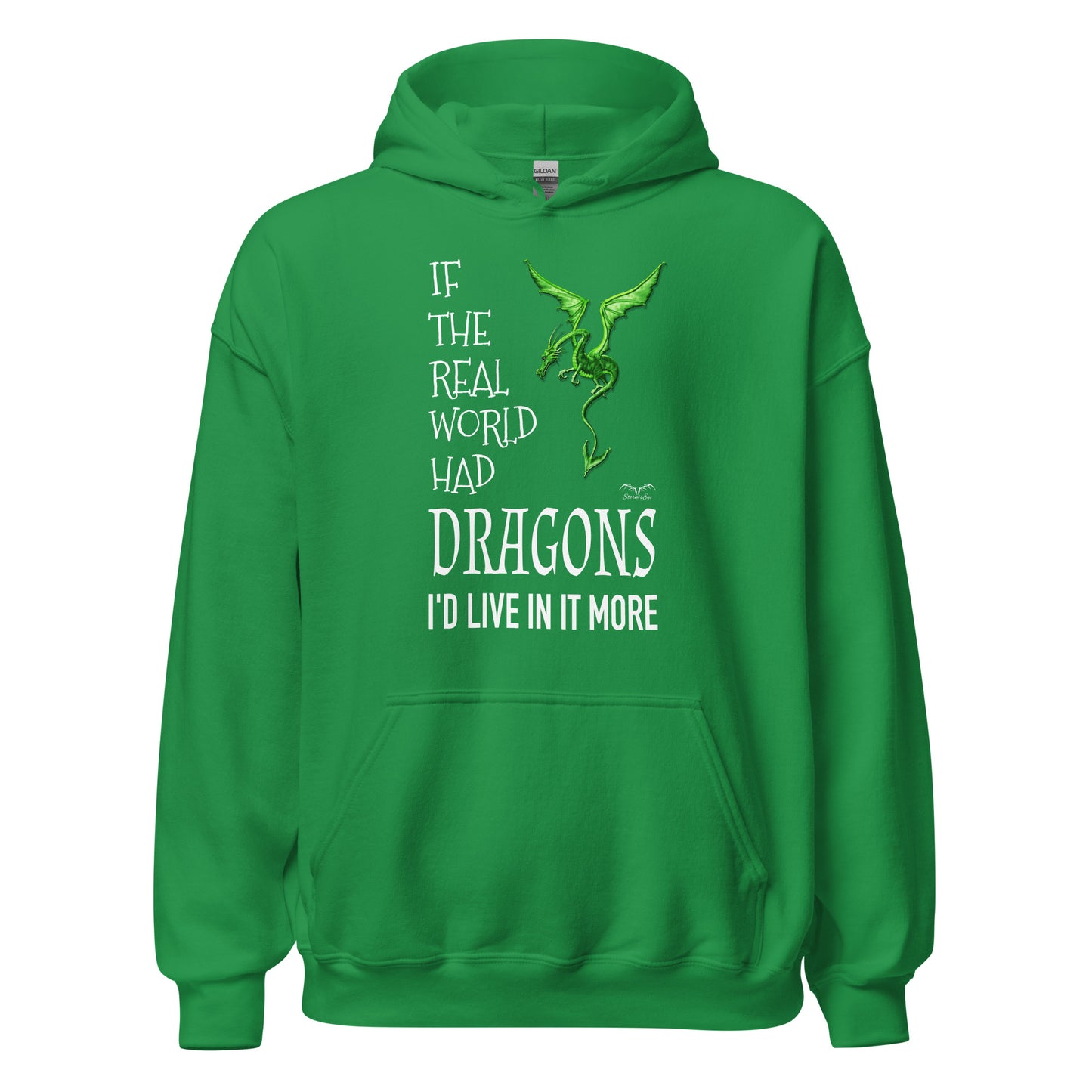 Real World dragons hoodie, bright green, by Stormseye Design
