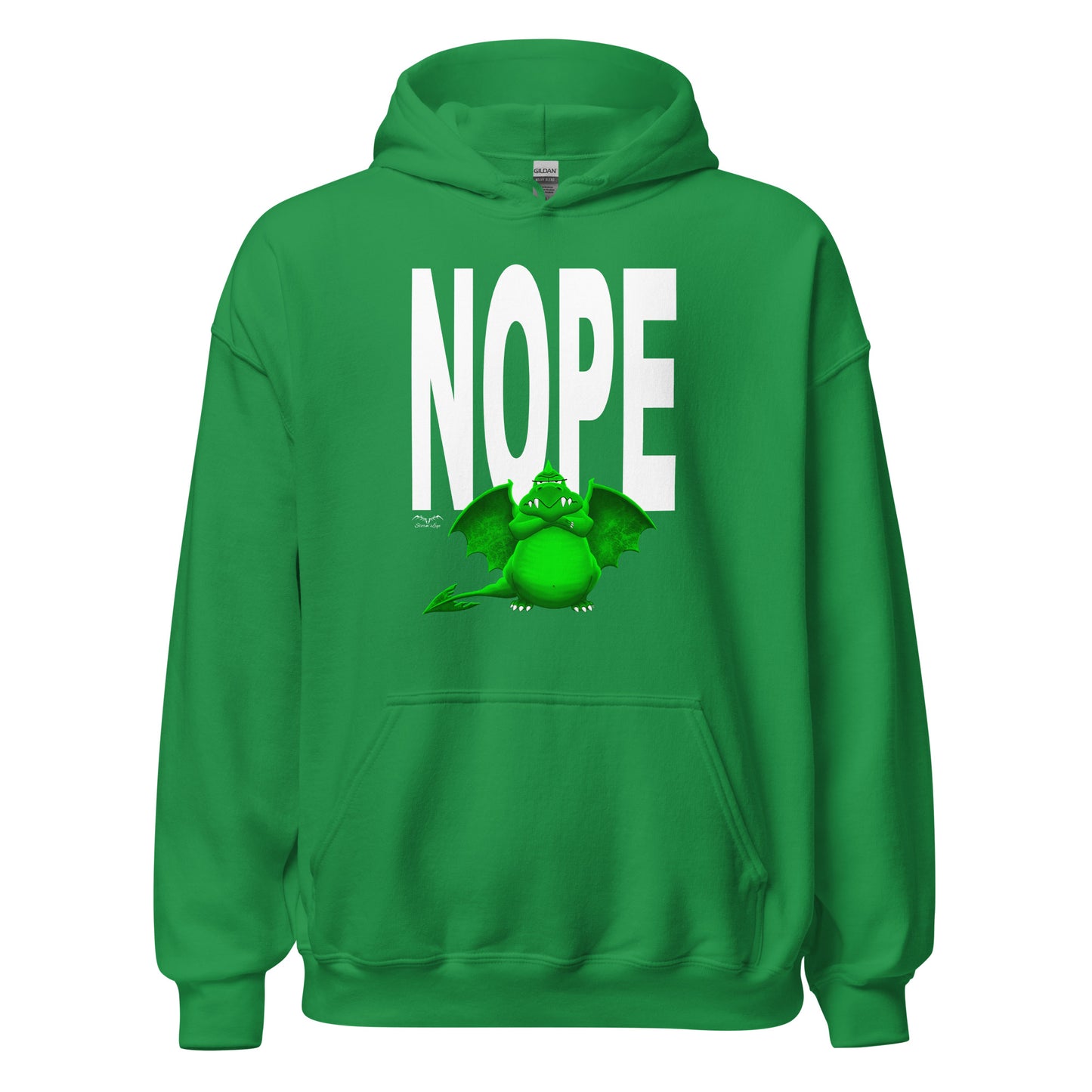 nope dragon bouncer hoodie, bright green, by Stormseye Design