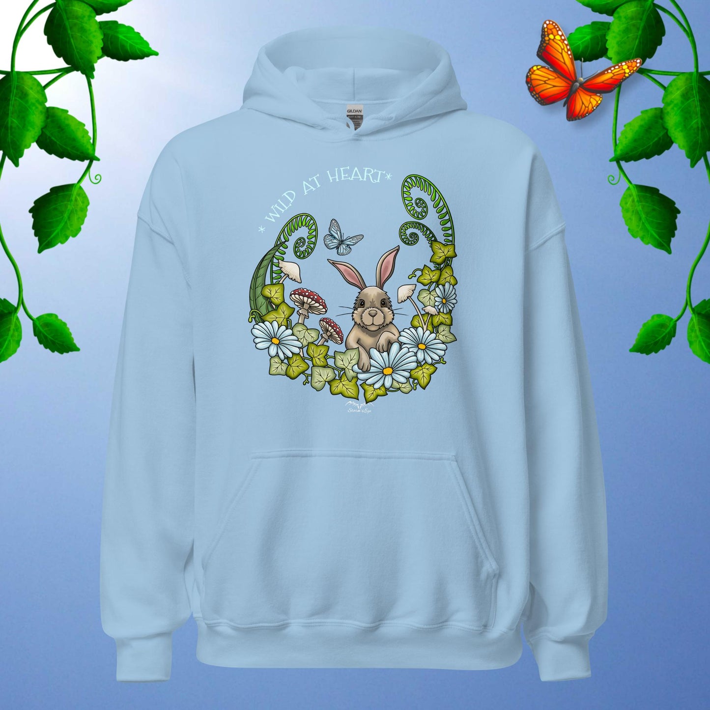 cute rabbit hoodie light blue by stormseye design