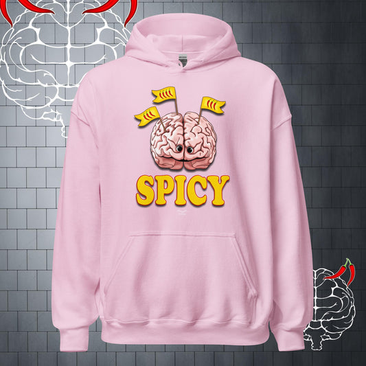 Cute Spicy Brain ADHD Autism Hoodie, light pink by Stormseye Design