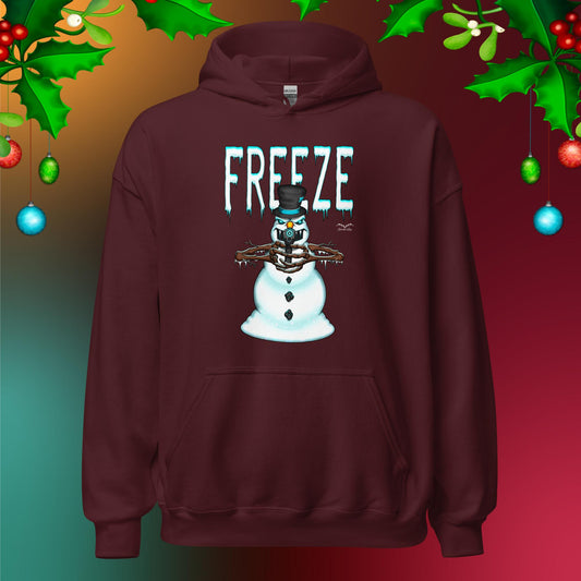 mr freeze christmas hoodie wine red by stormseye design