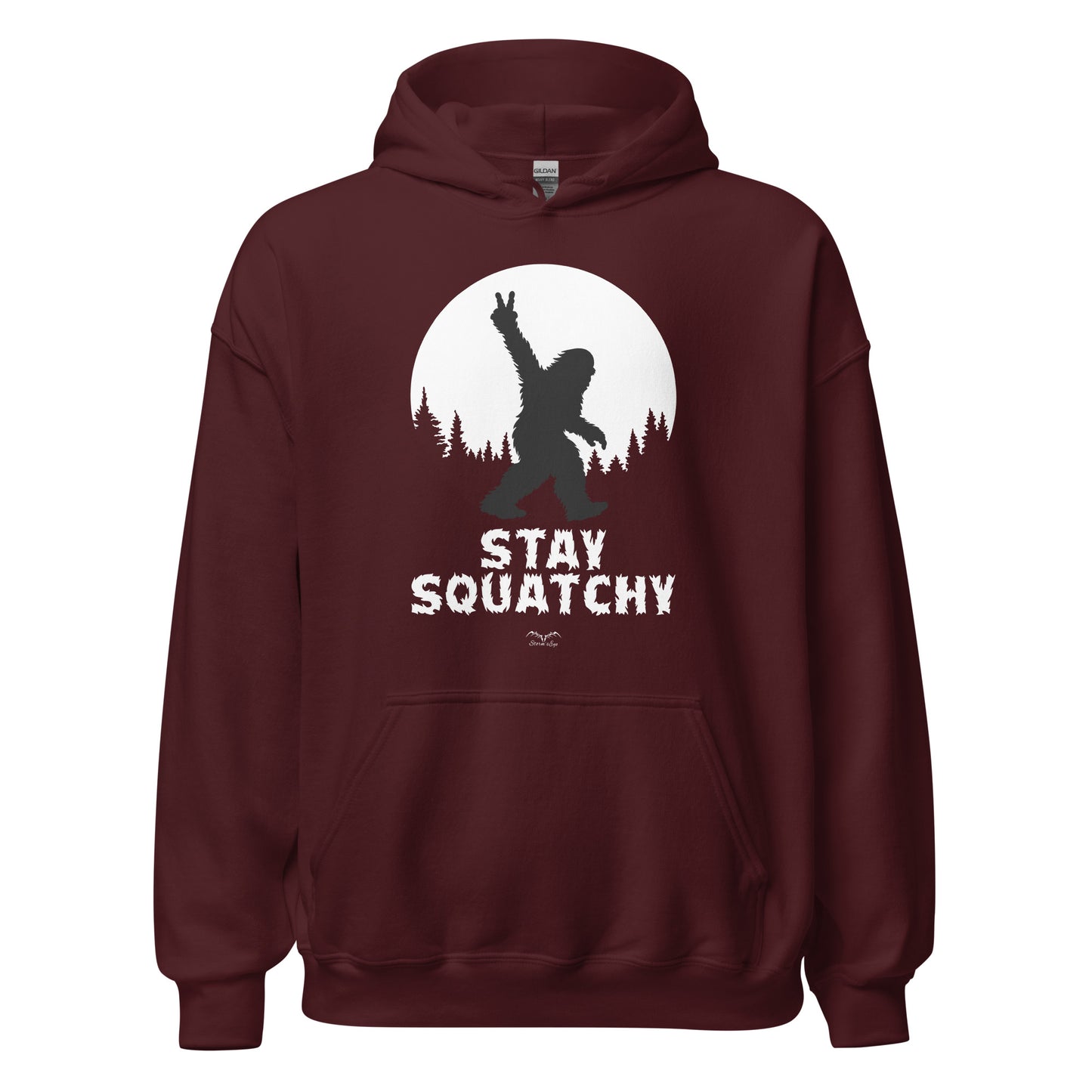 sasquatch bigfoot hoodie wine red by stormseye design