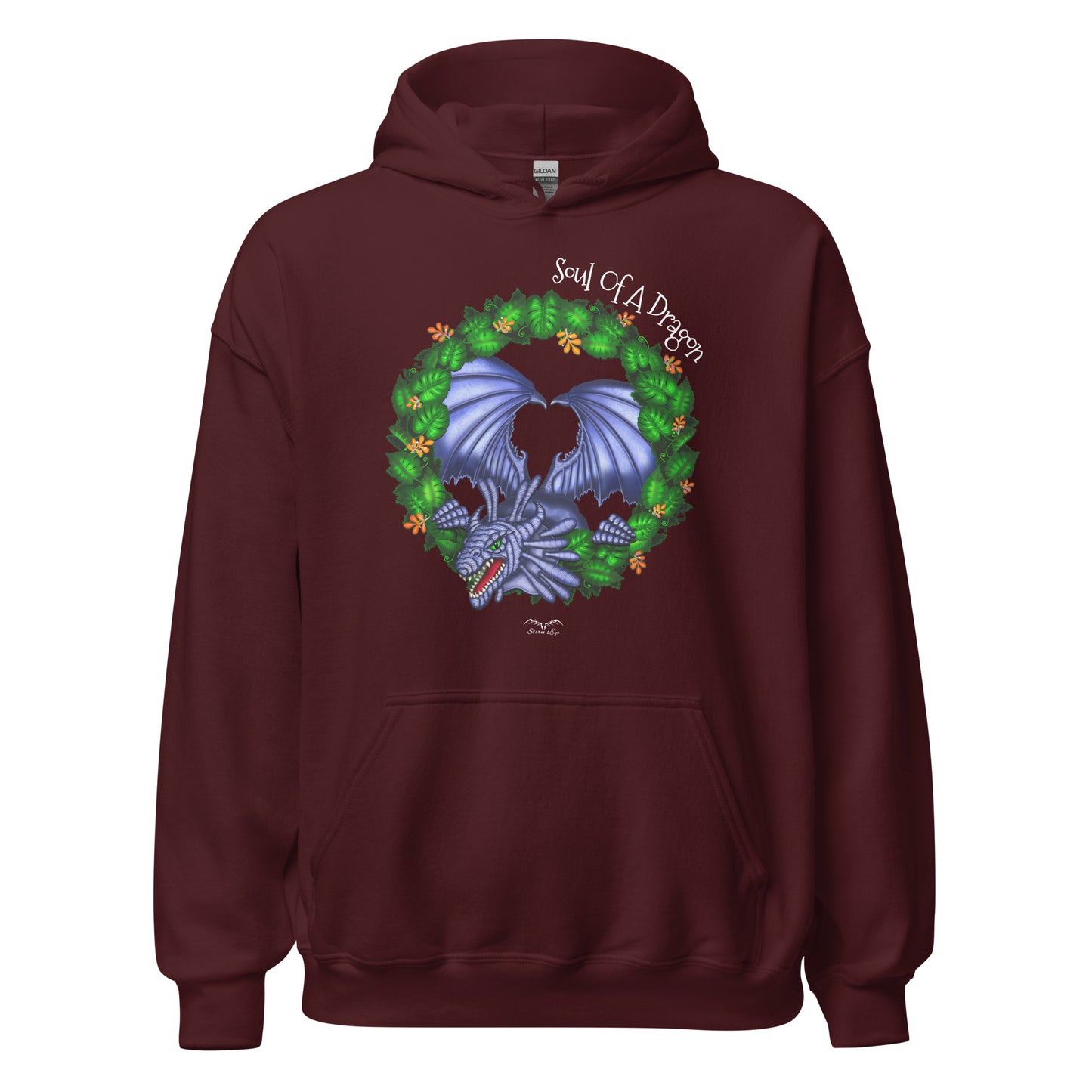 soul of a dragon hoodie, wine red, by Stormseye Design