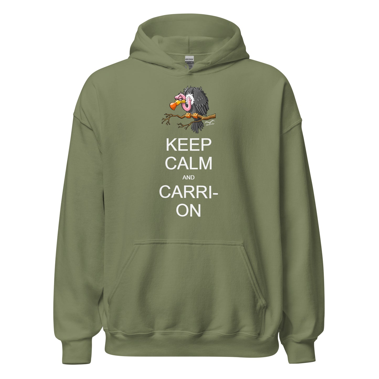 keep calm and carrion vulture hoodie army green by stormseye design