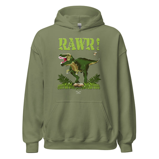 t rex dinosaur hoodie army green by stormseye design