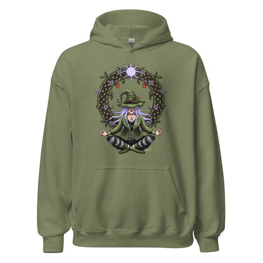 stormseye design hedge witch hoodie, flat, army green