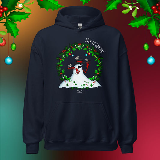 evil snowman christmas hoodie navy blue by stormseye design