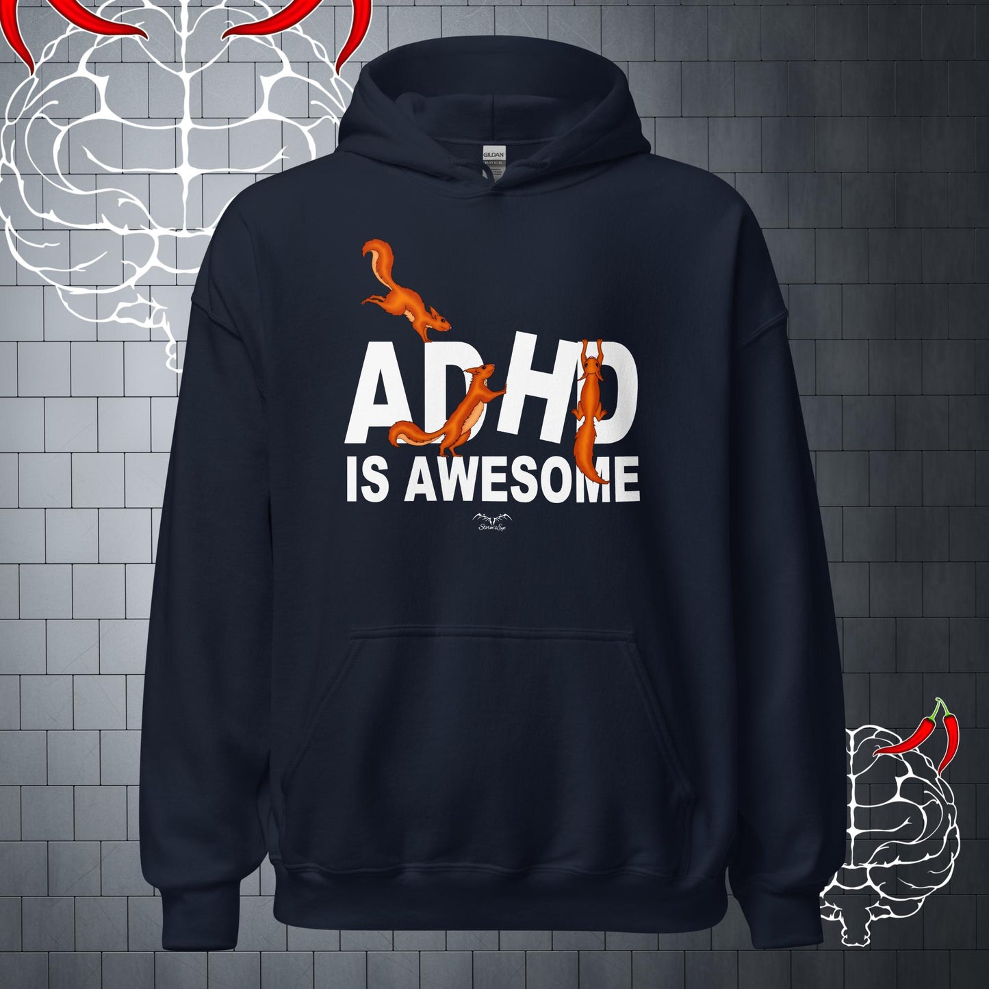 ADHD Is Awesome neurodiversity Hoodie, navy blue by Stormseye Design