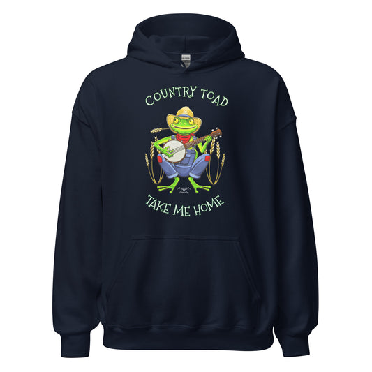country toad Frog hoodie navy blue by stormseye design