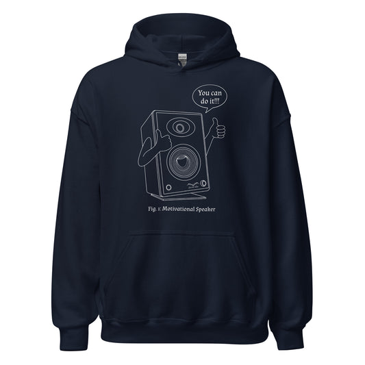 funny motivational speaker hoodie, navy blue, by Stormseye Design