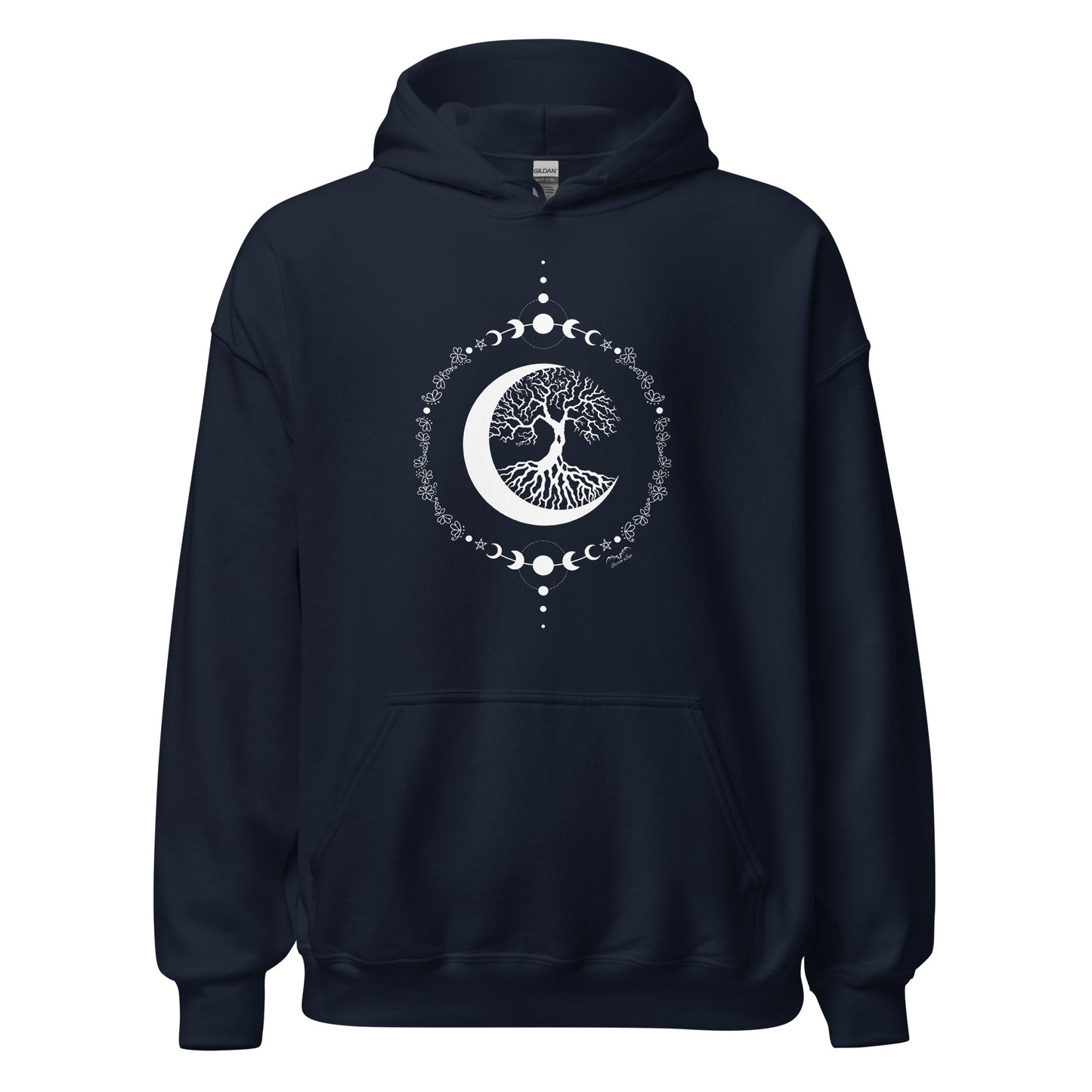 stormseye design witching hour tree of life hoodie flat view navy blue