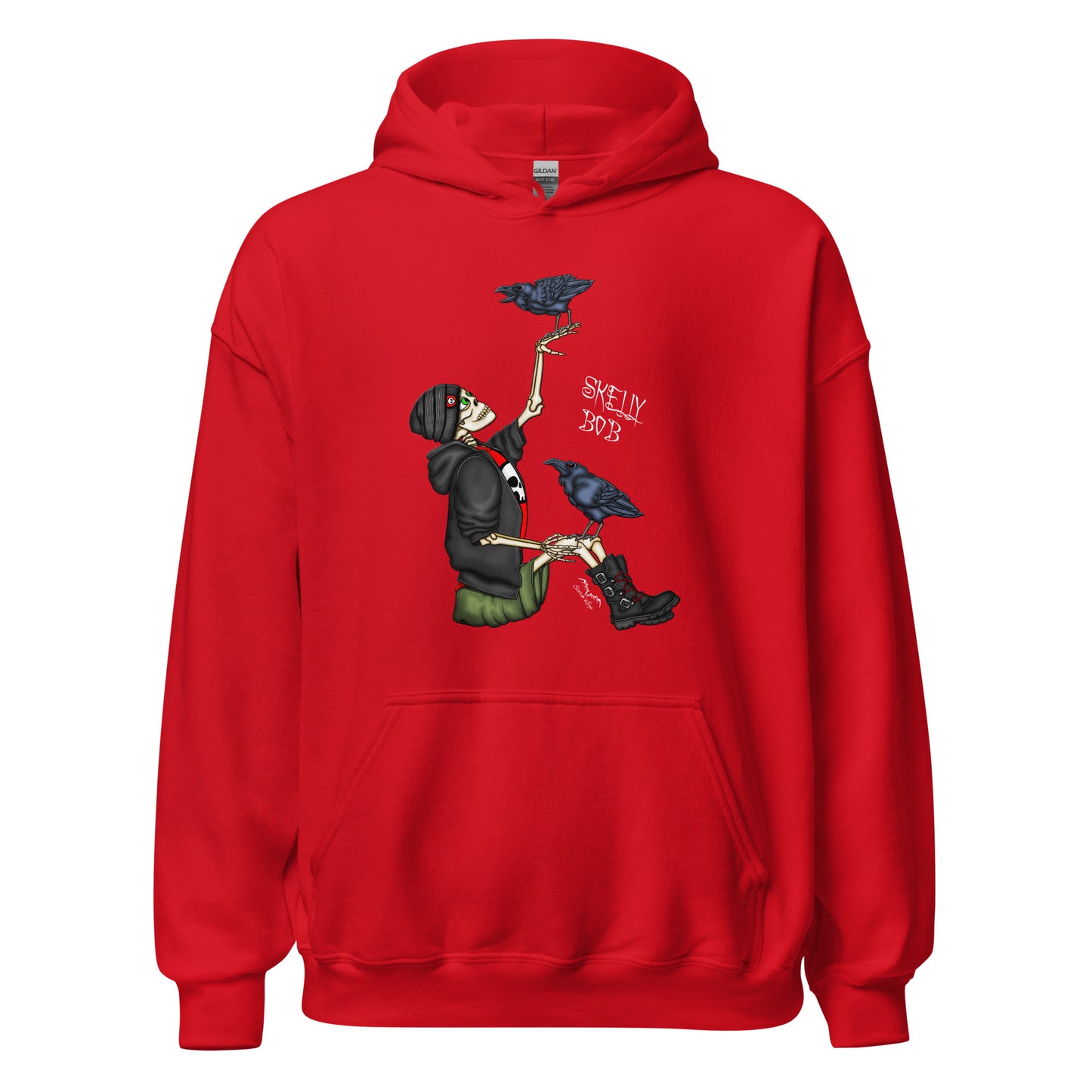 stormseye design rocker skeleton hoodie flat view red