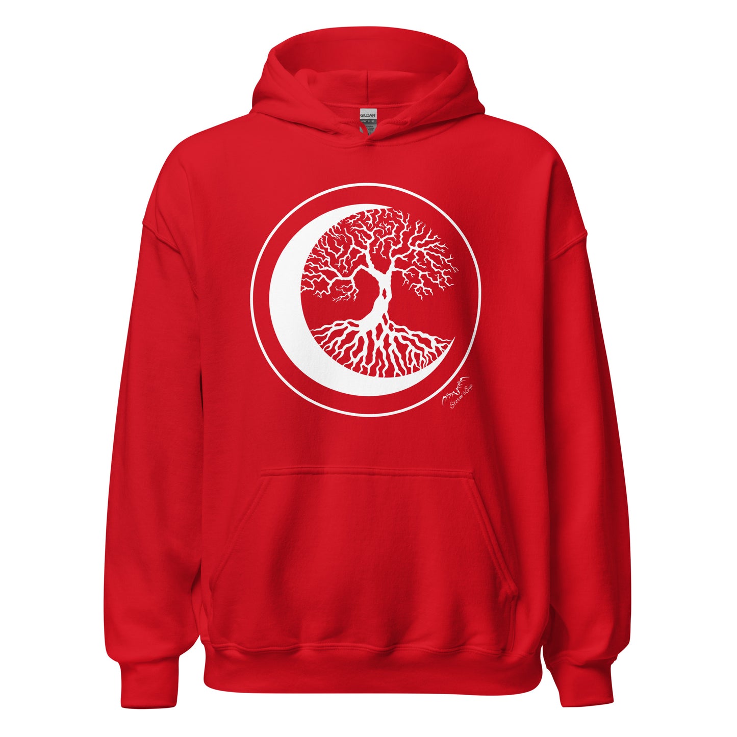 stormseye design witching hour 2 tree of life hoodie flat view red