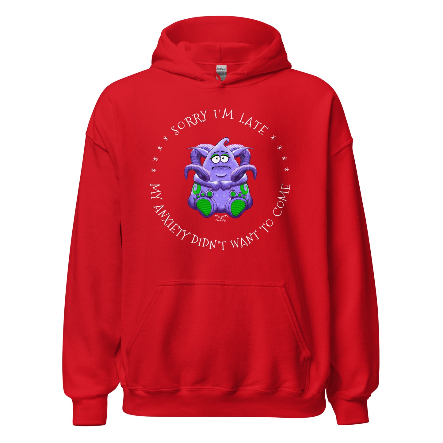anxiety monster hoodie by stormseye design, red