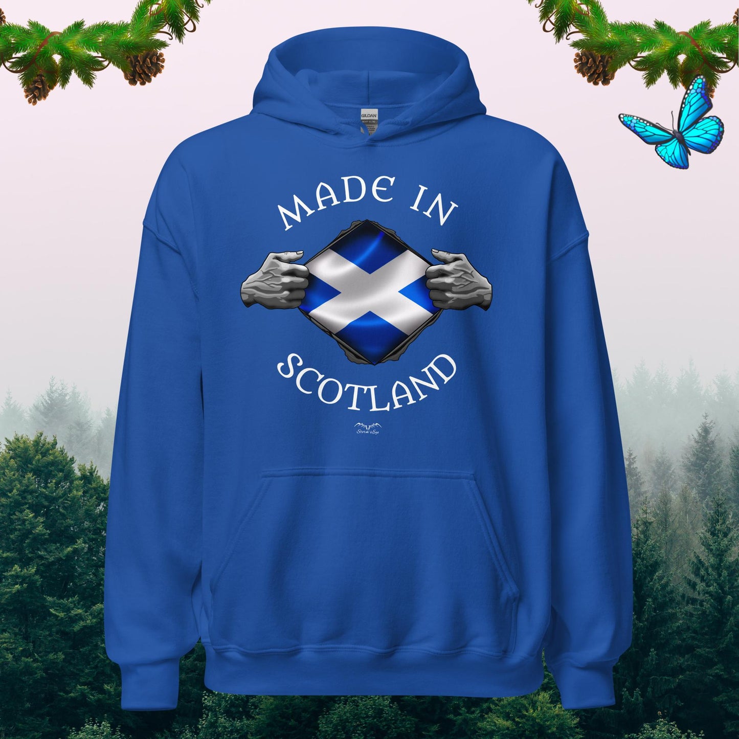 made in scotland scottish Hoodie, royal blue by Stormseye Design