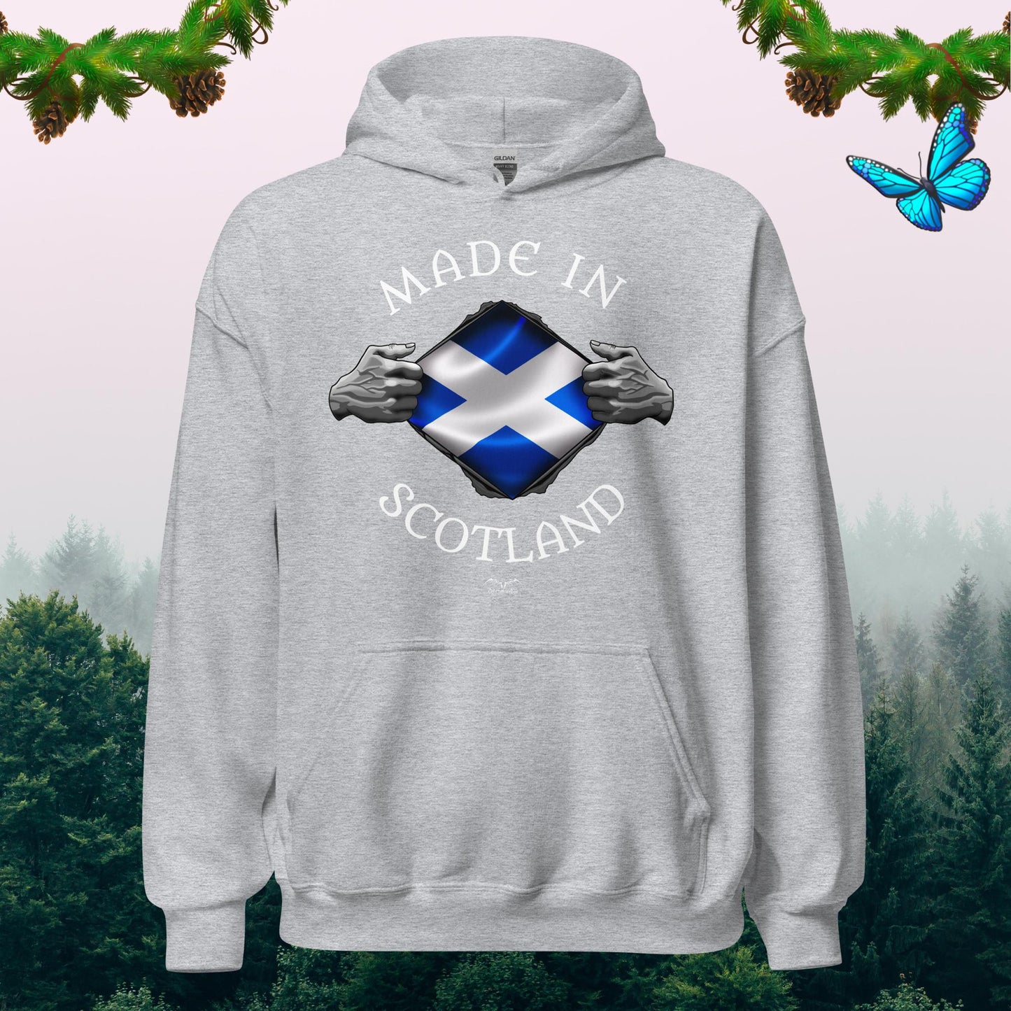 made in scotland scottish Hoodie, light grey by Stormseye Design