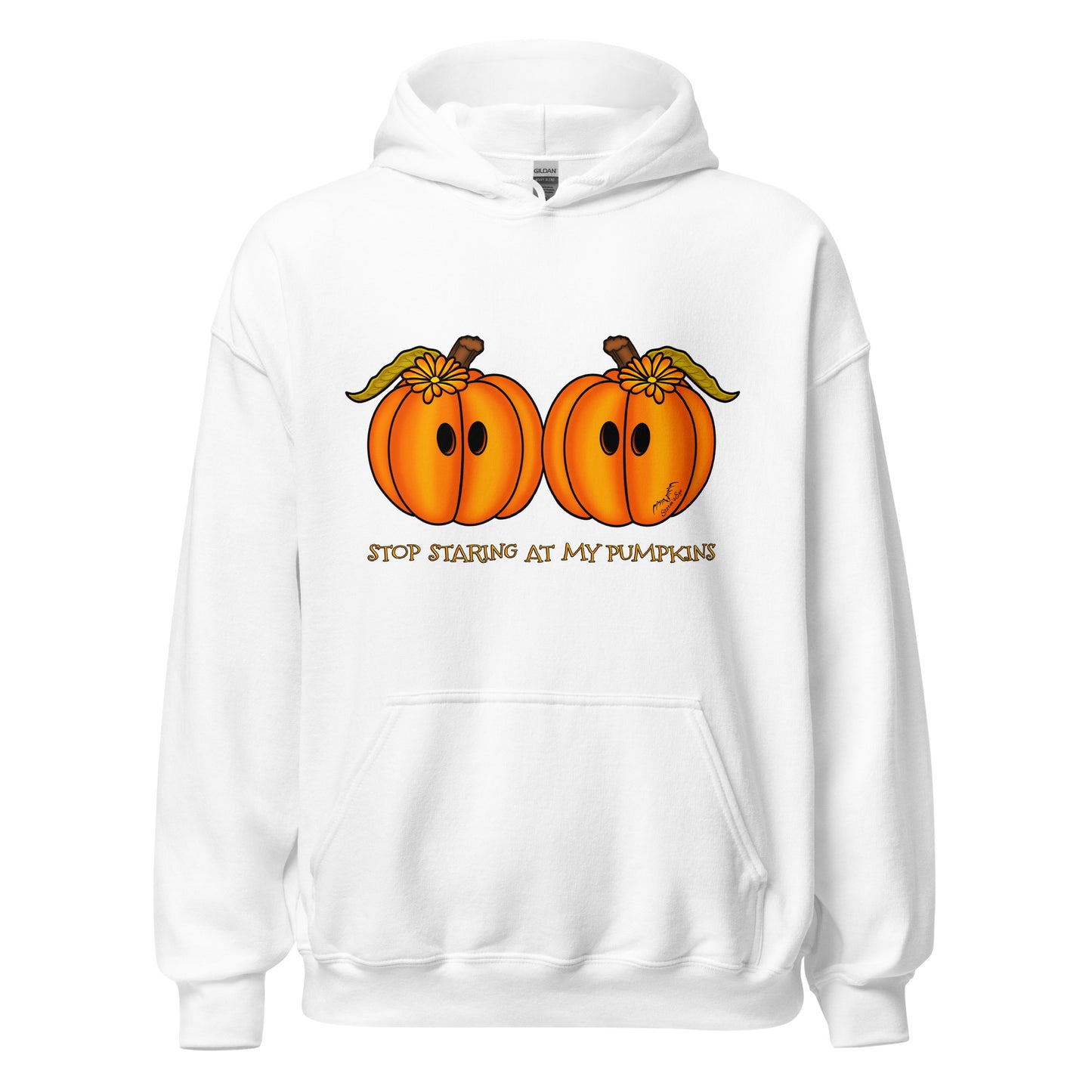 stormseye design staring pumpkins halloween hoodie flat view white
