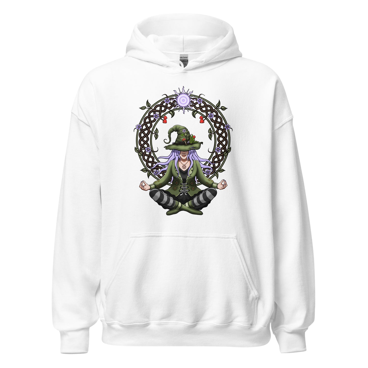 stormseye design hedge witch hoodie flat view white