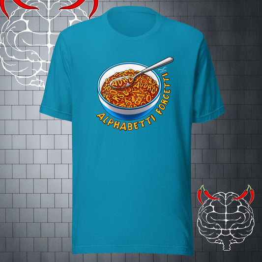 Funny ADHD Spaghetti amnesia t-shirt bright blue by stormseye design