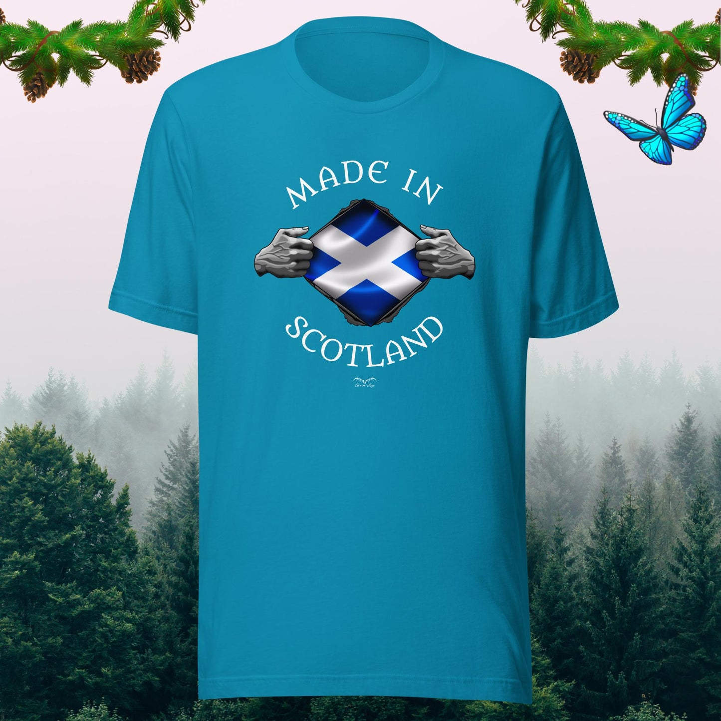 Made In Scotland Patriotic Scottish t-shirt, bright blue, by Stormseye Design