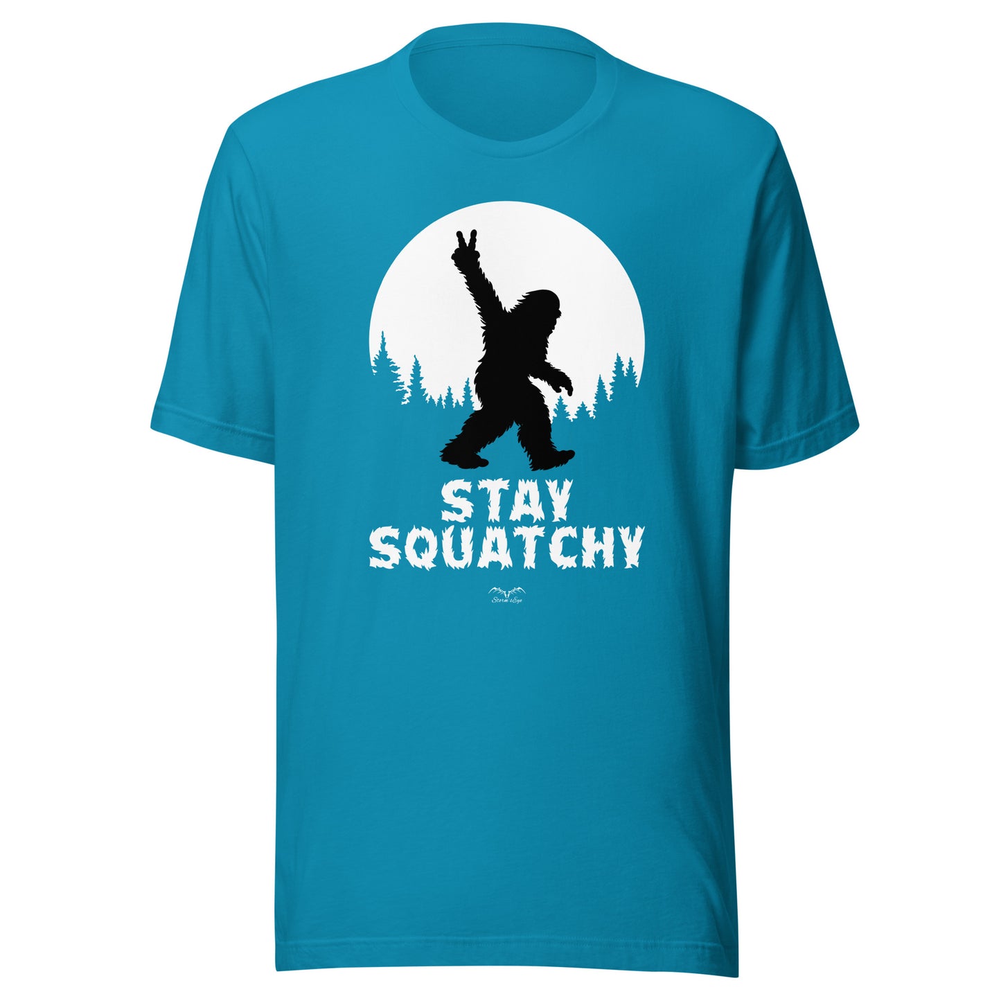 sasquatch bigfoot t-shirt bright blue by stormseye design