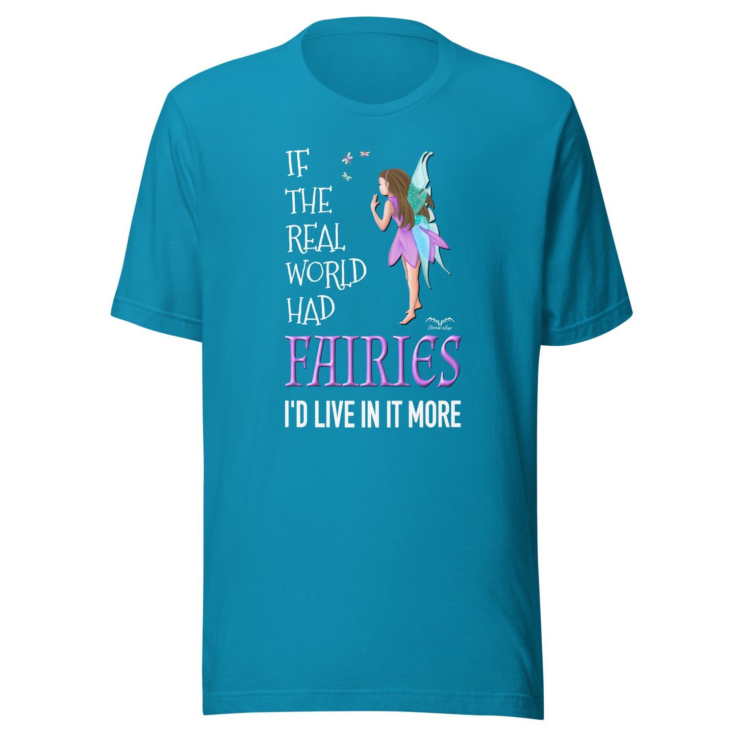 real world fairies t-shirt bright blue by stormseye design