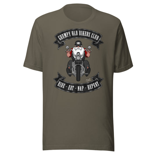 grumpy old biker t-shirt army green by stormseye design