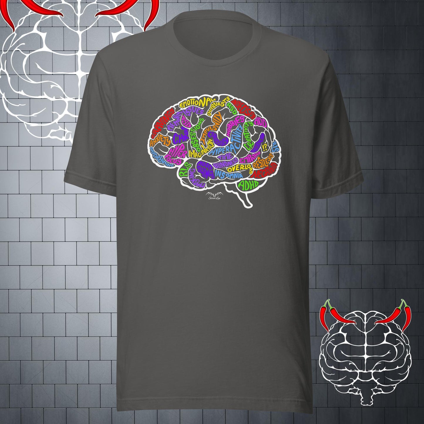 adhd brain symptoms t-shirt grey by stormseye design