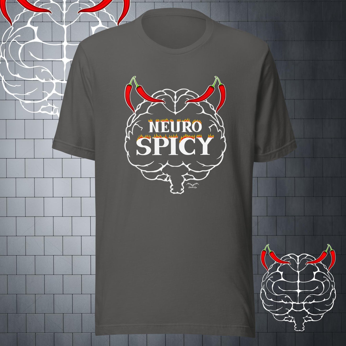 neuro spicy chilli brain t-shirt grey by stormseye design