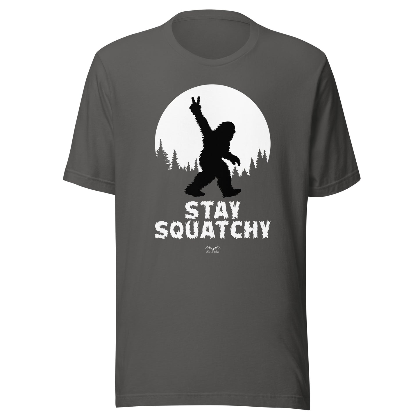 sasquatch bigfoot t-shirt grey by stormseye design