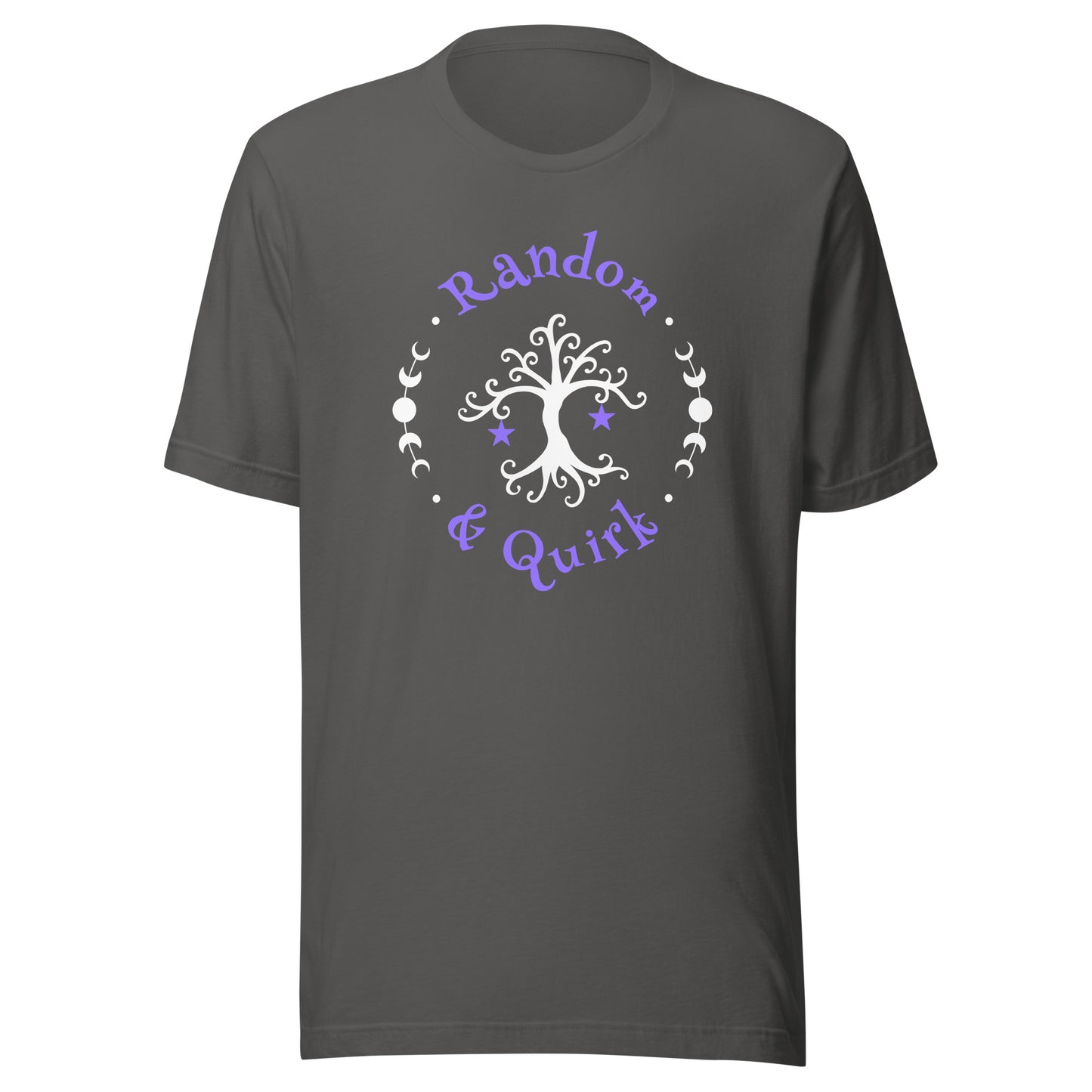 Commissions - random and quirk logo T shirt, purple logo, grey