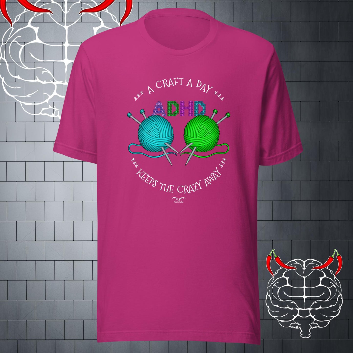 adhd crafting t-shirt bright pink by stormseye design