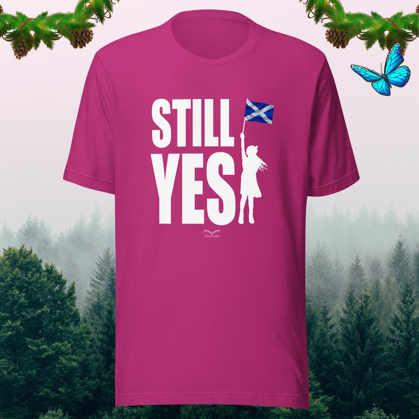 Still Yes Scottish Independence T-shirt bright pink by stormseye design