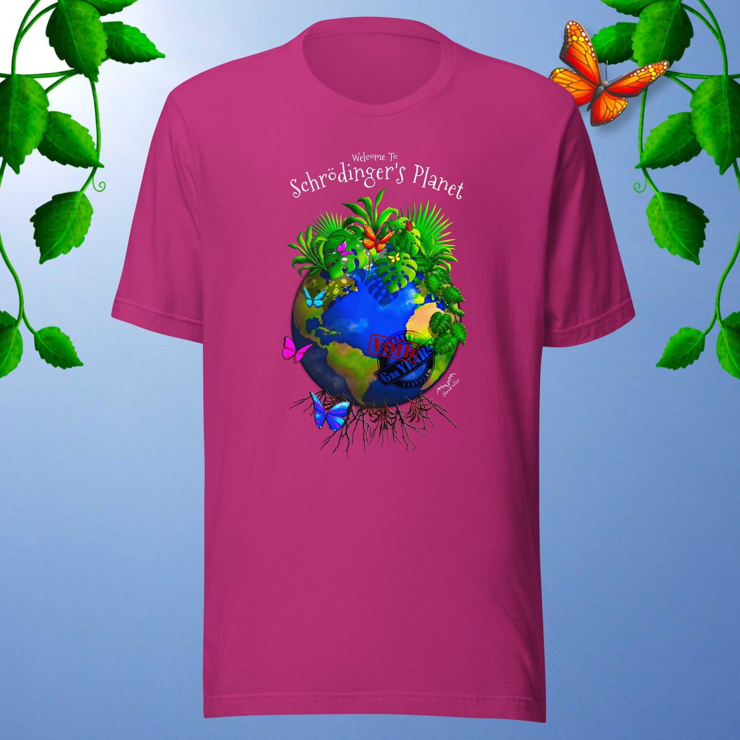 Climate Change Green Planet T-shirt pink by stormseye design