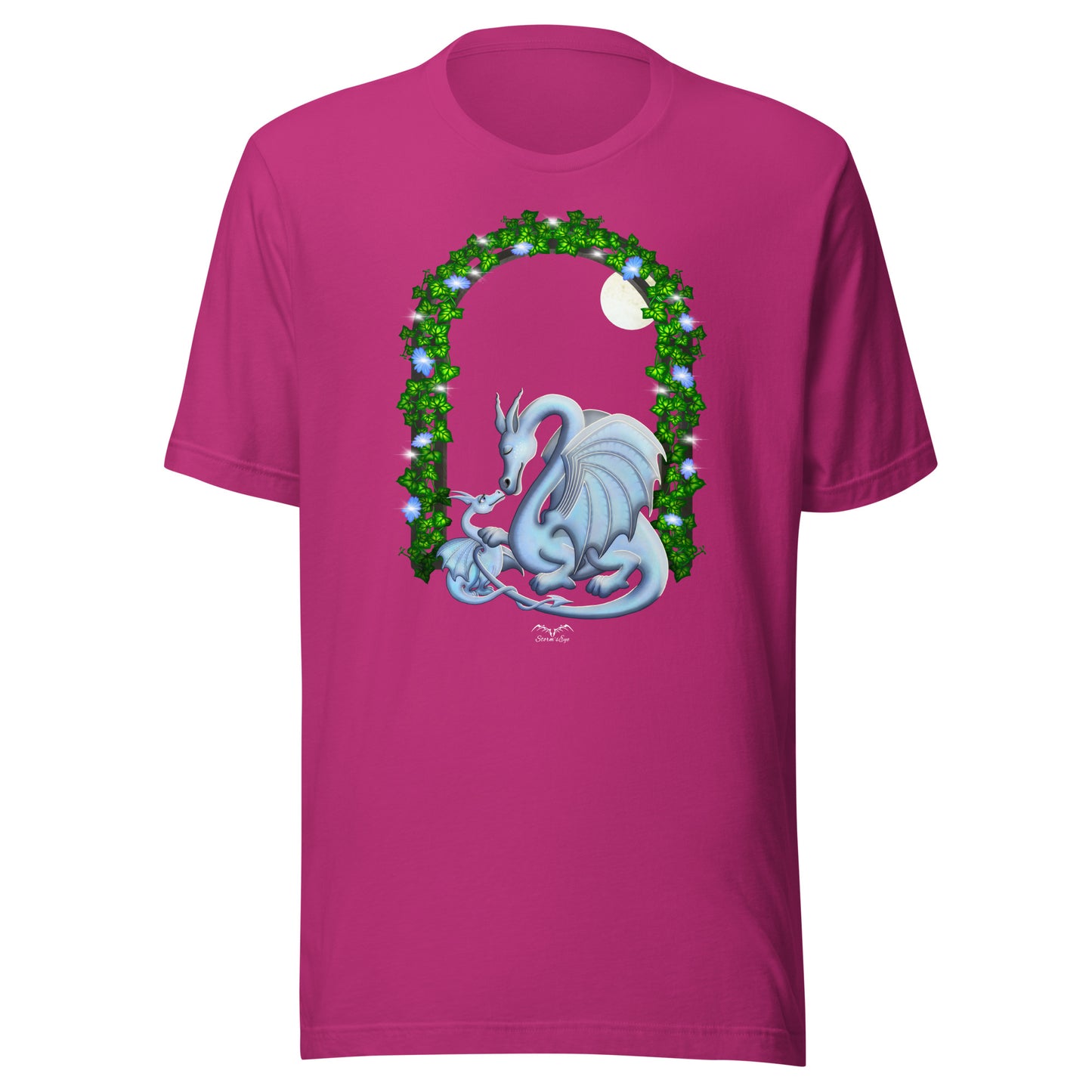 Mum and baby dragon T-shirt, bright pink, by Stormseye Design