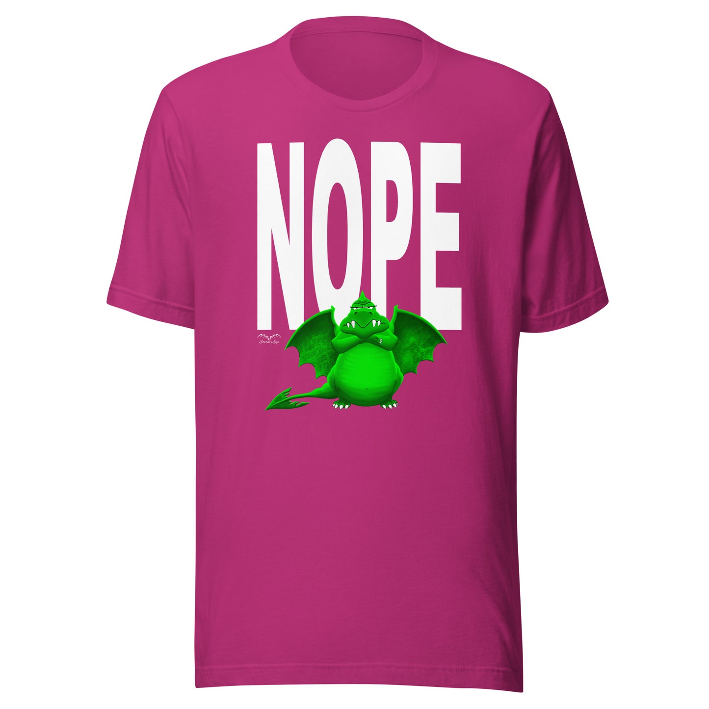 nope dragon bouncer t-shirt, bright pink, by Stormseye Design