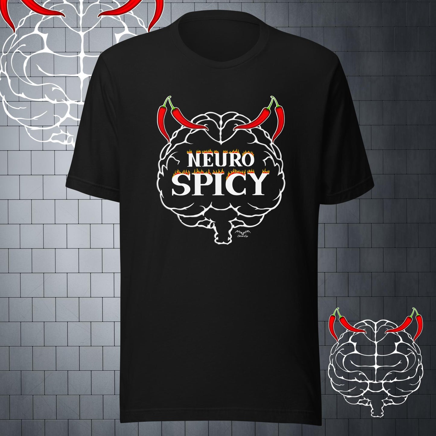 neuro spicy chilli brain t-shirt black by stormseye design