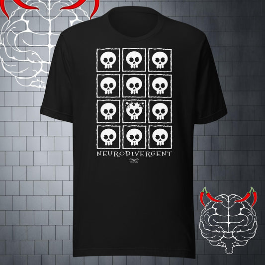 Neuro divergent Skulls t-shirt black by stormseye design