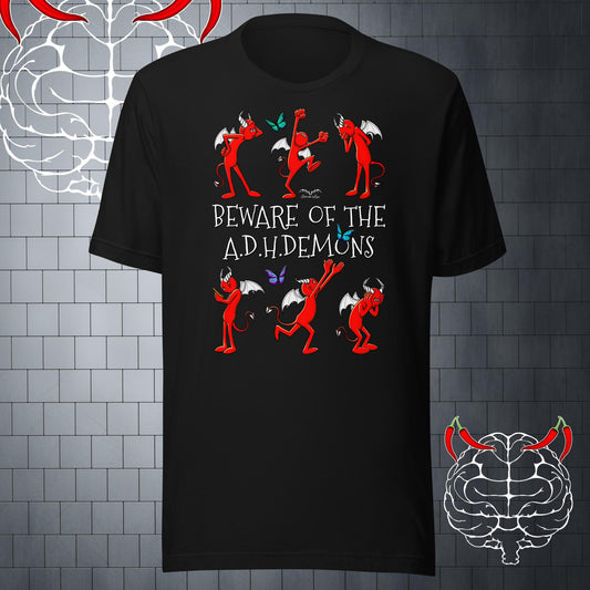 funny adhd demons t-shirt black by stormseye design