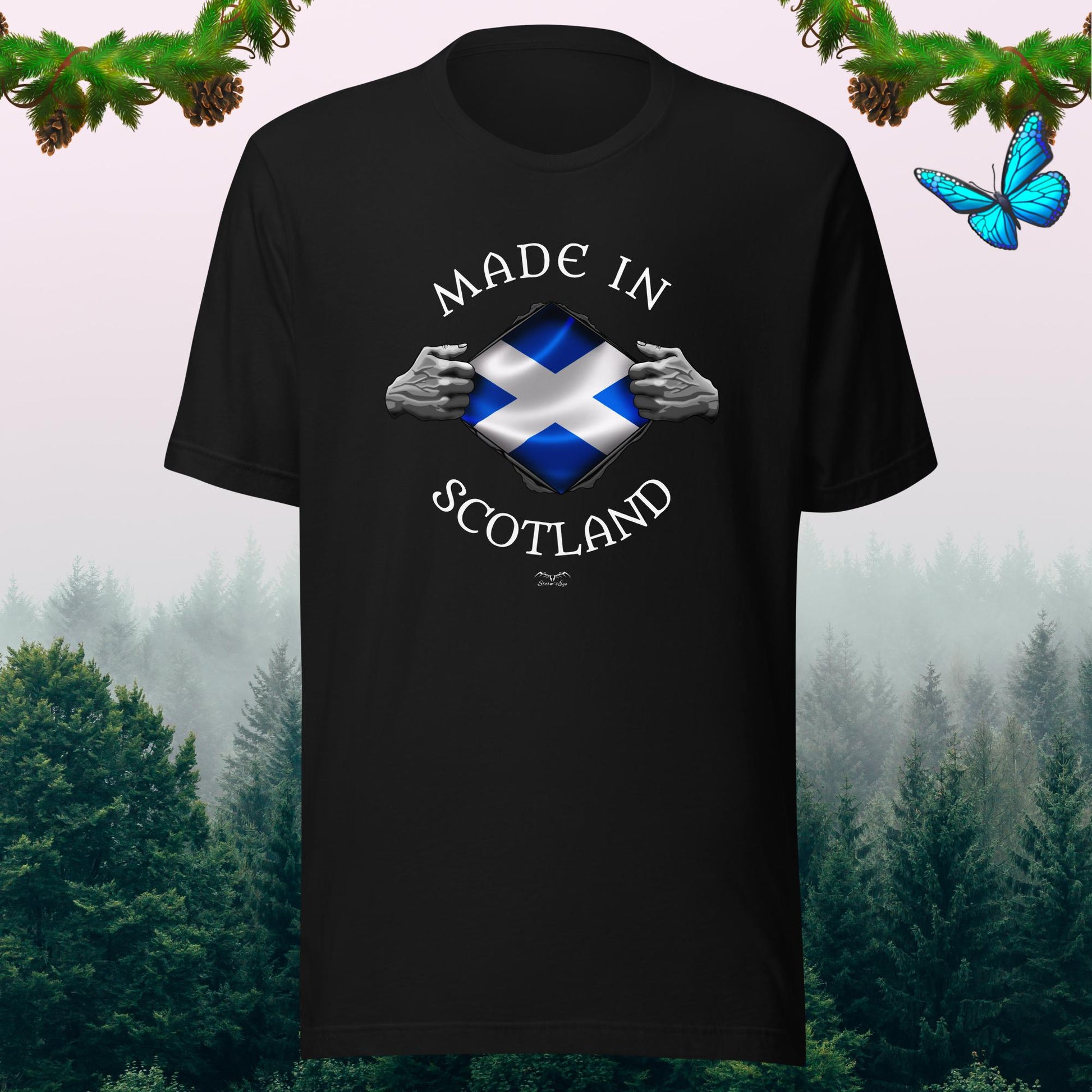 Made In Scotland Patriotic Scottish t-shirt, black, by Stormseye Design