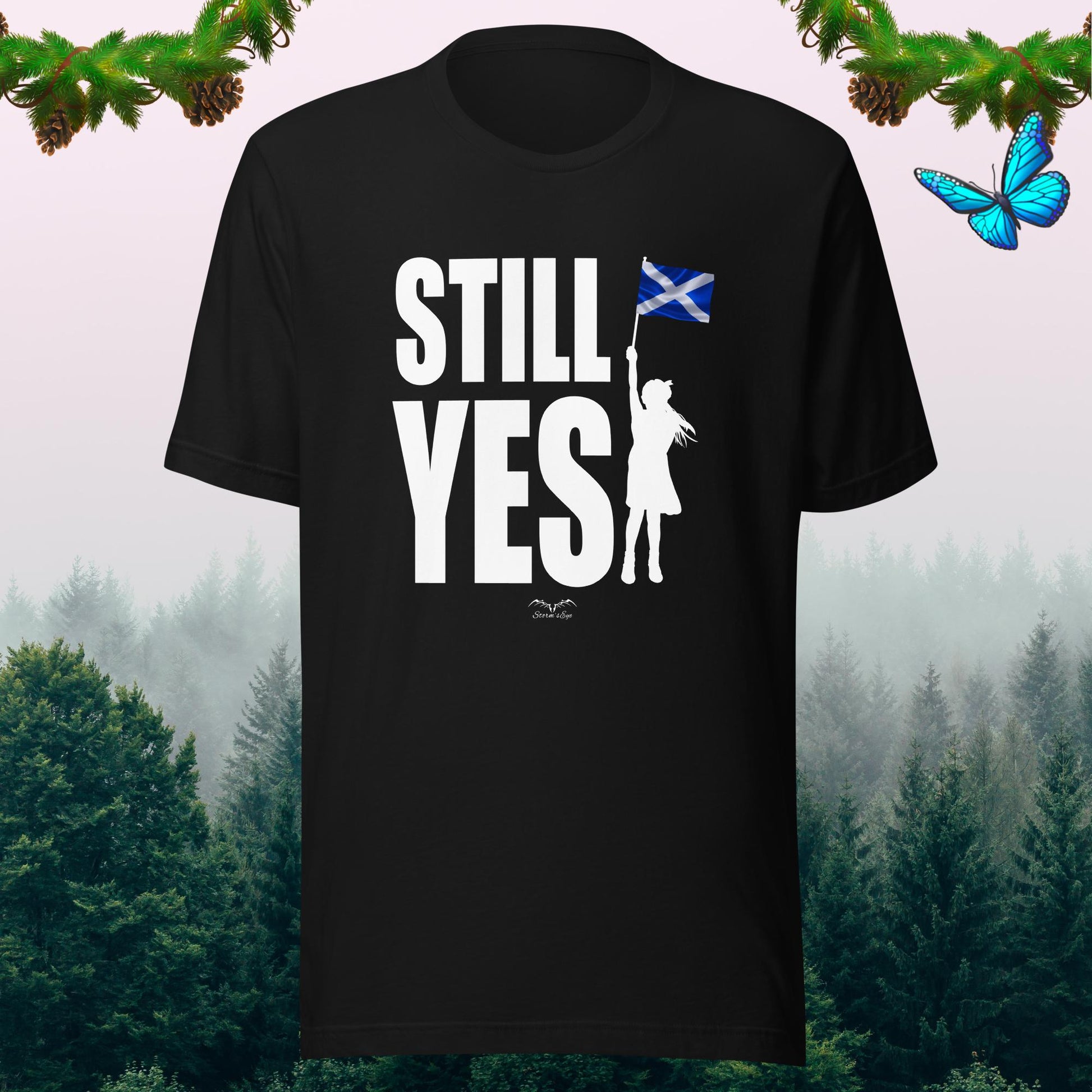 Still Yes Scottish Independence T-shirt black by stormseye design