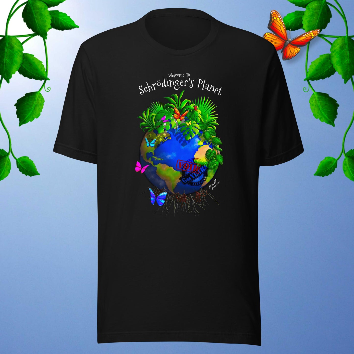Climate Change Green Planet T-shirt black by stormseye design